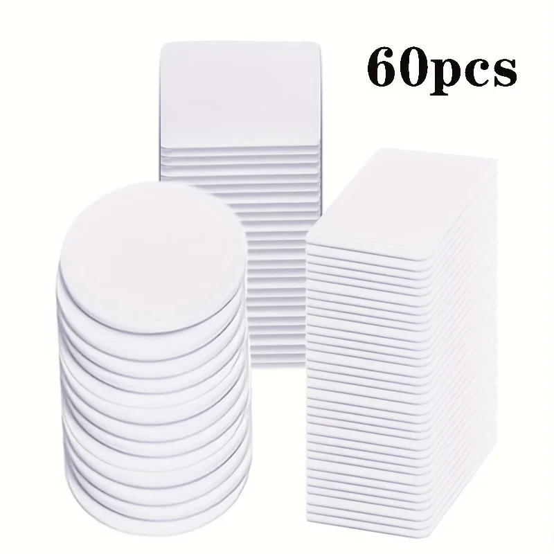 60pcs Strong Double-Sided Tape - White, 30/60pcs for Various Shapes on Walls, Floors, and Doors - Perfect for Crafts and Plastic