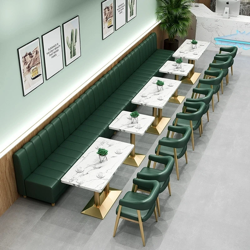 & Café Hamburger KTV Club Metal Velvet Leather Bar Sectional Sofa Booth Seating Wood Style Panel Restaurant Furniture