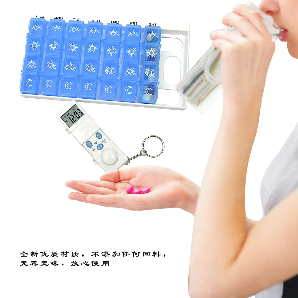 Electric Reminder Pill Cases 28 Grids Pill Box Tablets Holder Pills Container Storage Tablets Vitamins Medicine Pillboxes