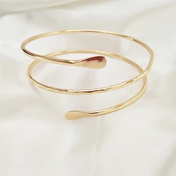 Upper Arm Bracelet Metal Coil Swirl Spiral Shape Armband Cuff Fashion Simple Arm Bangle Armlet Adjustable for Women Girl