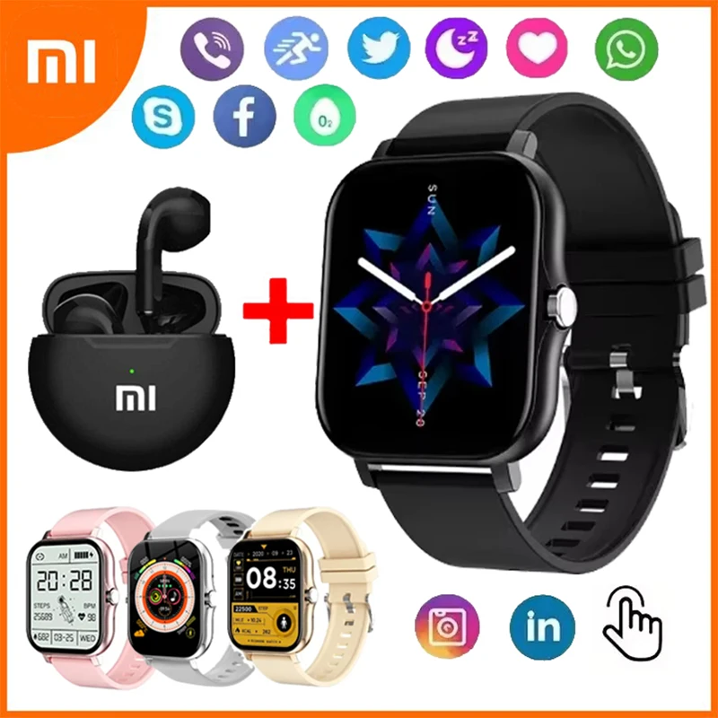 Xiaomi relógio inteligente feminino masculino senhora presente esporte relógios de fitness monitor freqüência cardíaca à prova dwaterproof água