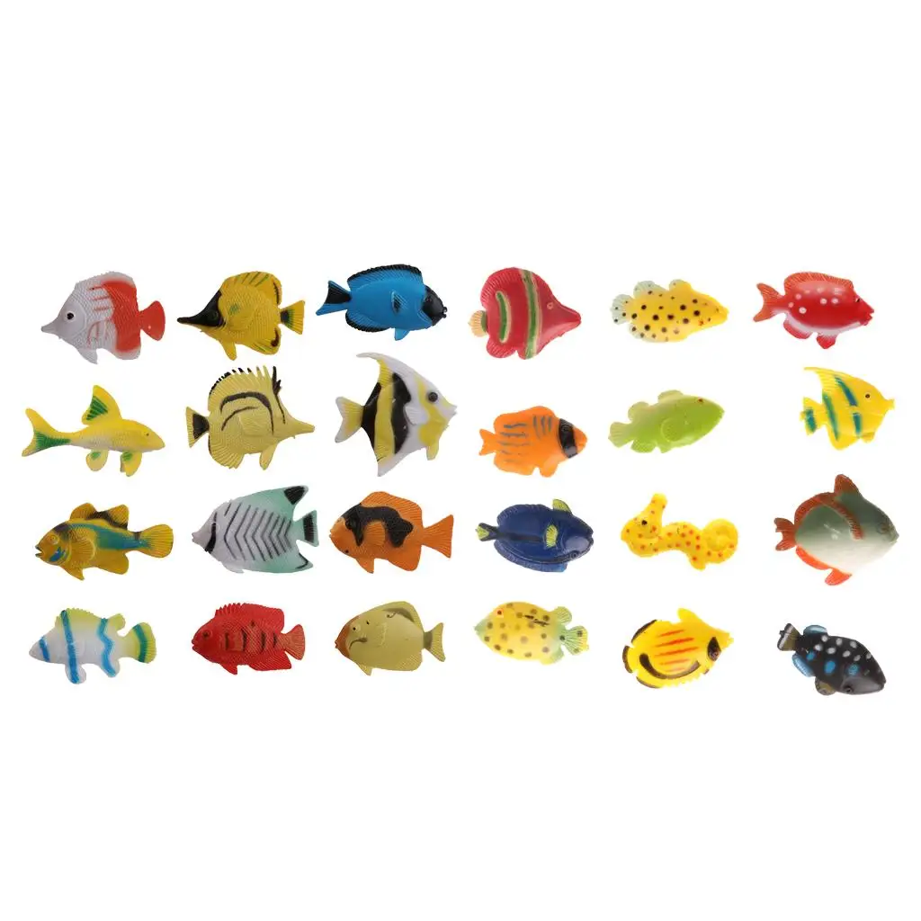 24pcs Plastic Marine Animals Toy Assorted Model Figures Kids Toys