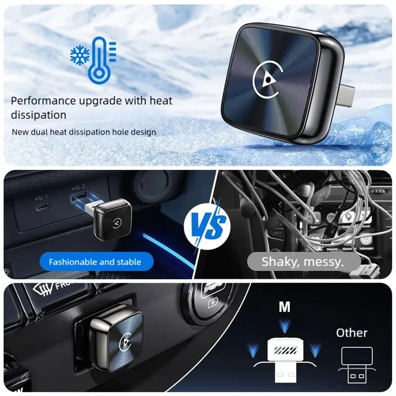 AU28-Carplay Wireless Adapter& Android Auto 5Ghz Wifi Wireless Adapter, Type-C/USB Plug-In Dongle Play
