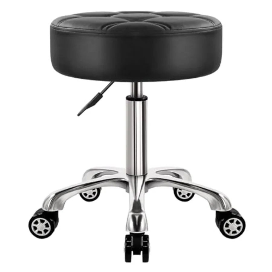 

Heavy Duty Rolling Stool with Wheels Hydraulic Lift 360 Swivel Adjustable Rolling Chair Thick Leather Ergonomic Seat Stool Chai