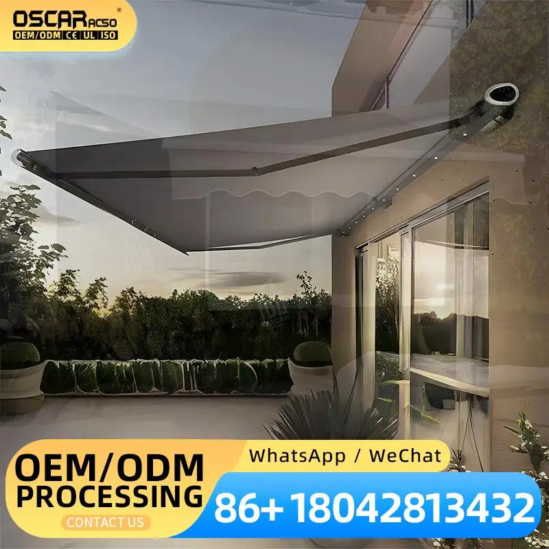Manually Adjustable Folding Arm Sunshade Aluminum Alloy Outdoor Patio Balcony Low cost Manual Crank Shade Retractable Awning