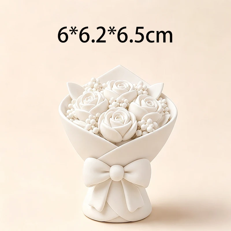 3D Printed Rose Bouquet Desktop Ornament Bow Knot Decor Minimal Sculpture Table Decor for Bedroom Shelf Etc