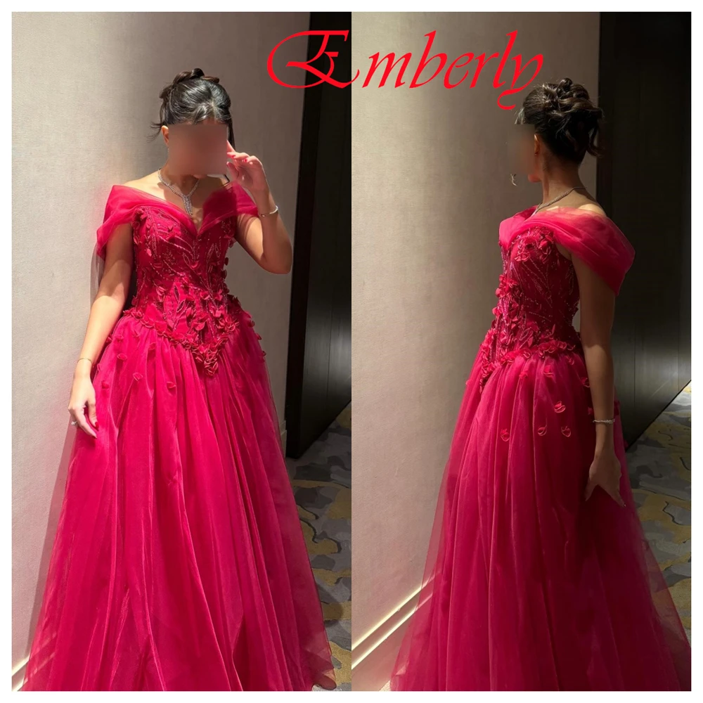 Abito da sera a trapezio personalizzato lungo fino al pavimento Squisito tulle con scollo a V al largo della spalla Abiti per occasioni speciali Partaydres alla moda