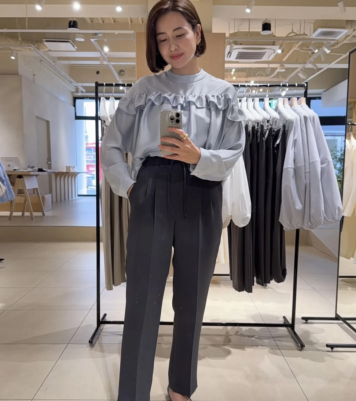 Japonais élégant rétro col montant à volants épissage à manches longues ample polyvalent tempérament banlieue chemise Blouses femmes printemps