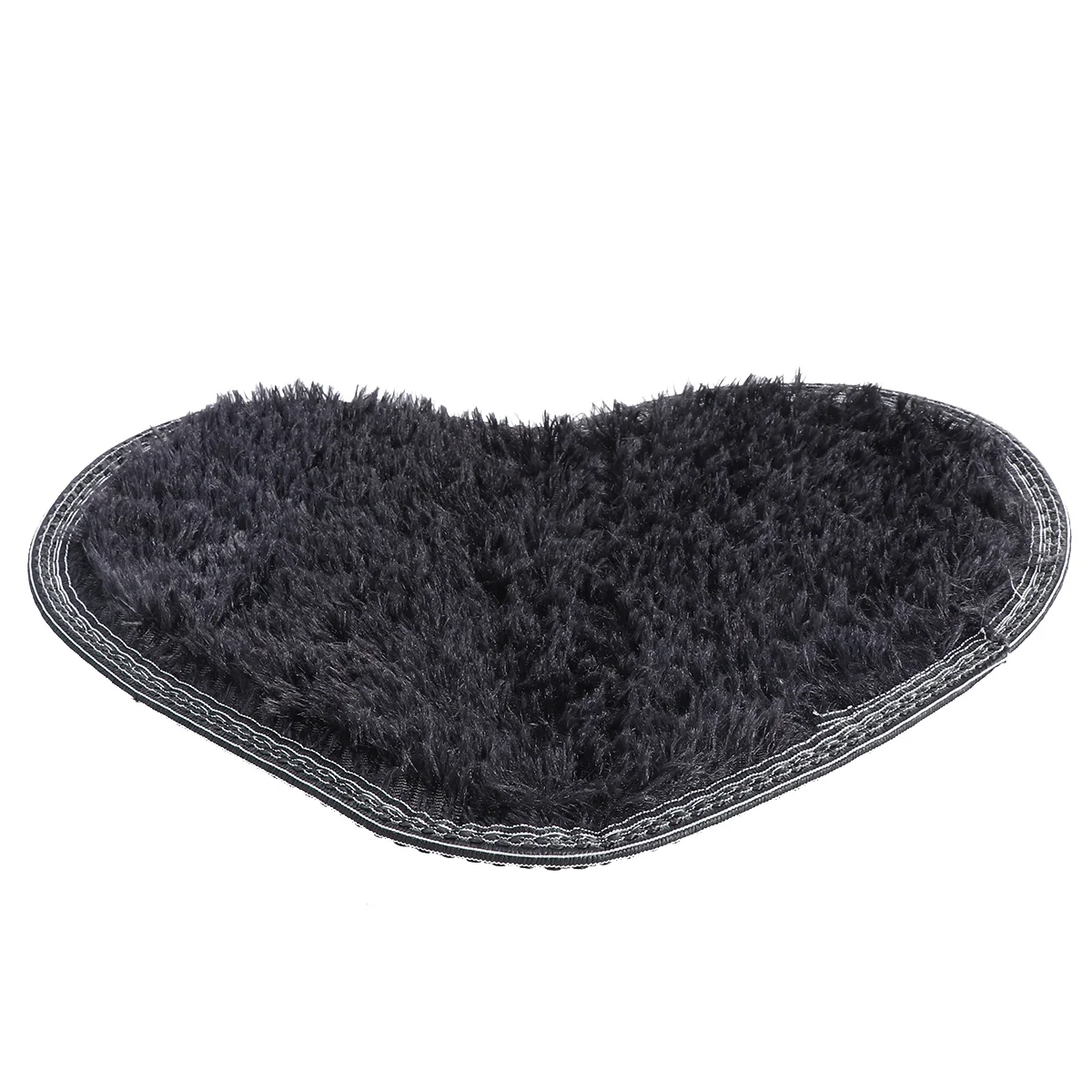 Sweet Heart Shape Fluffy Floor Mat Non-slip Area Rugs Carpet for Bedroom Dinning Room 30 x 40cm (Black)