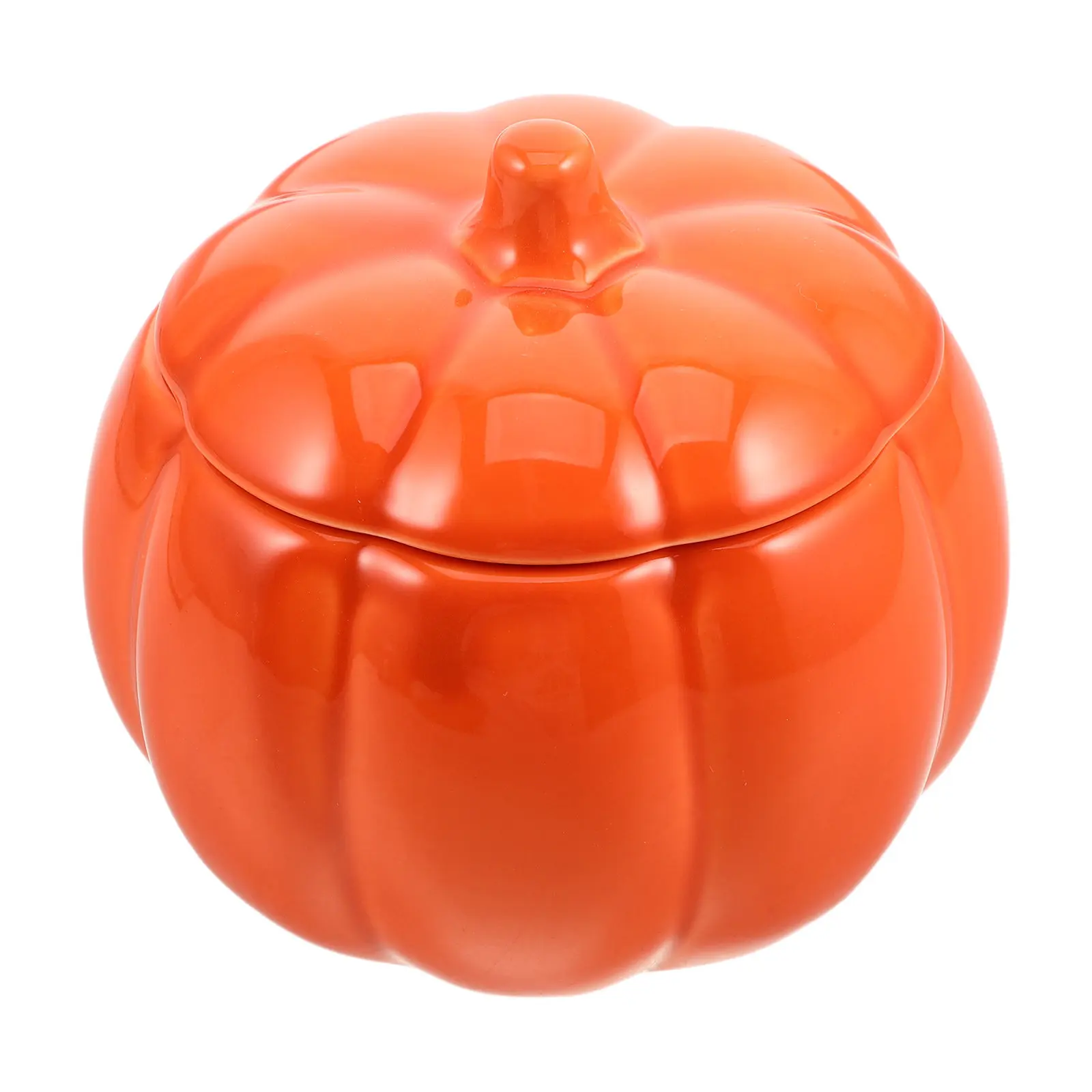 Halloween Pumpkin Candy Jar Orange Ceramic Style Storage Container for Sweets Chocolates Gummy Bears Party Favors Decor