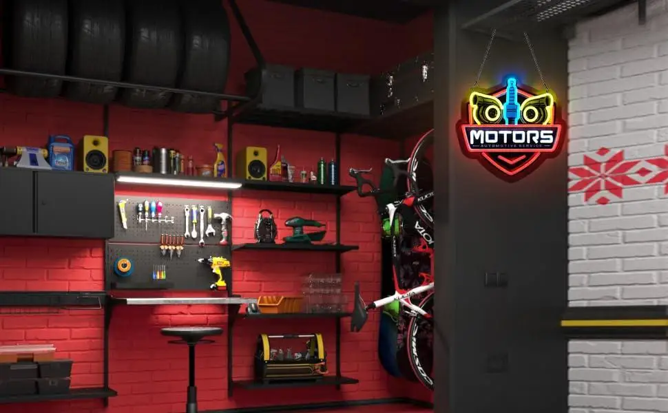 Motors Automotive Service Neon Sign USB Dimmable LED Light for Garage Workshop Man Cave Bar Party Decoration Night Light Gifts