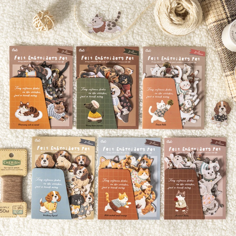 Cute Cartoon Animal Cat Dog Stickers Kawaii Junk Journal Scrapbooking Hobby Handicraft Supplies Cutting Die Sticker Stationery