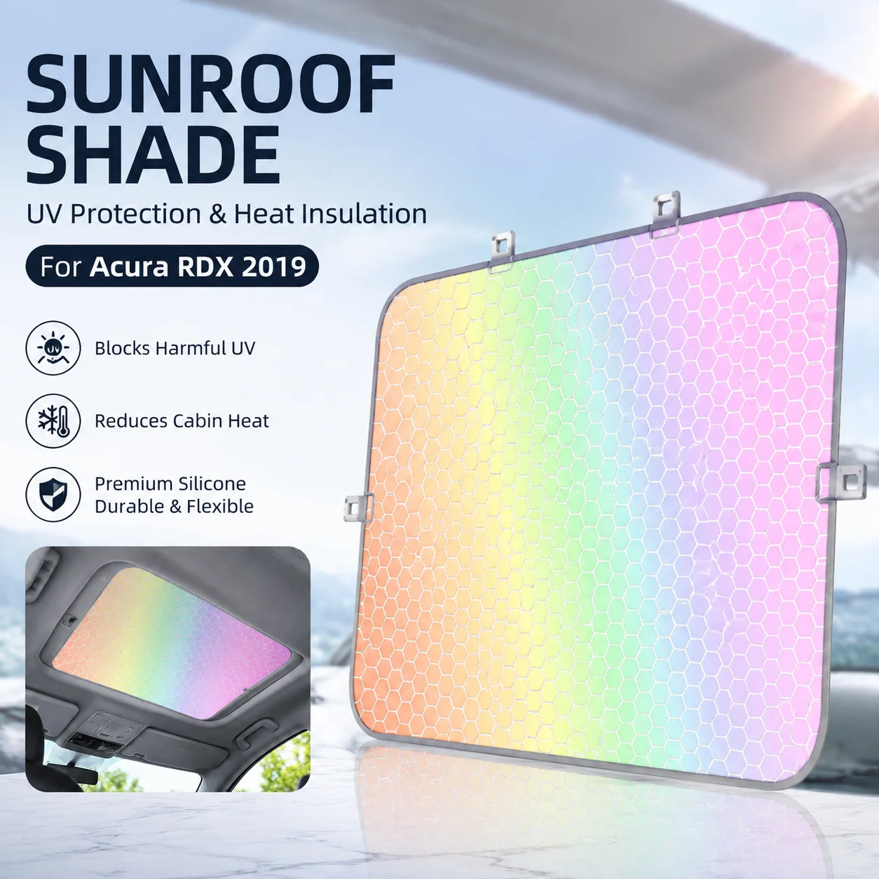 Silicone Honeycomb Sunroof Shade UV Protection Heat Insulation Colorful For Acura RDX 2019 Interior Accessory
