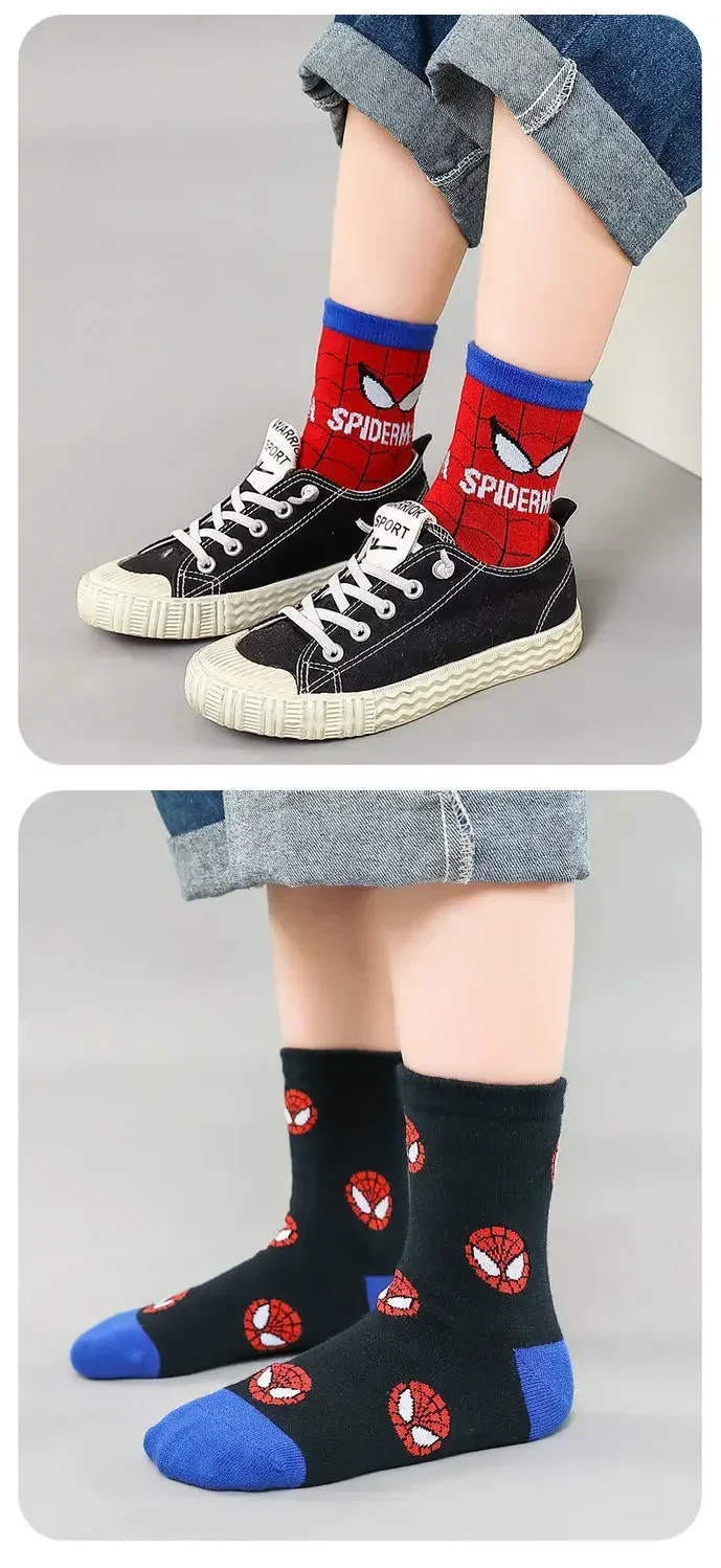 Disney Spider Man Baby Socks Cartoon Anime Breathable Cotton Boys Tube Socks Children Autumn Winter for Kids Socks Gifts