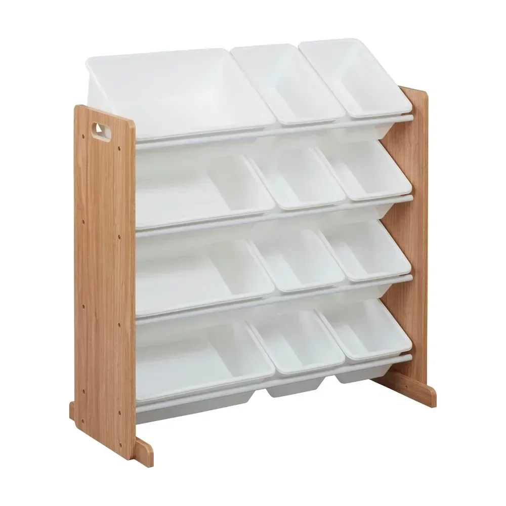 

4 level organizer with 12 boxes, toy storage, dark natural/white