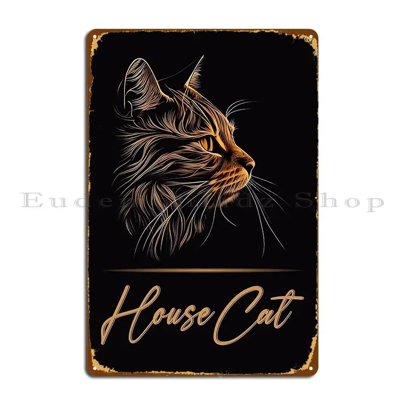 Elegantes Hauskatzen-Metallschild, Wohnzimmer-Wanddekoration, personalisierte Garagen-Wanddekoration, Blechschild-Poster