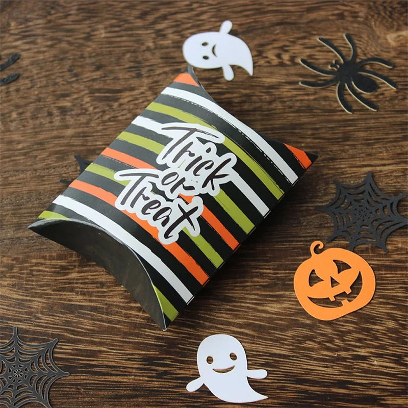 10 Stück Halloween-Kissenförmige Süßigkeitenbox Geschenkbox, Halloween-Kürbis-Geister-Hexen-Geschenkbox – Detail 2