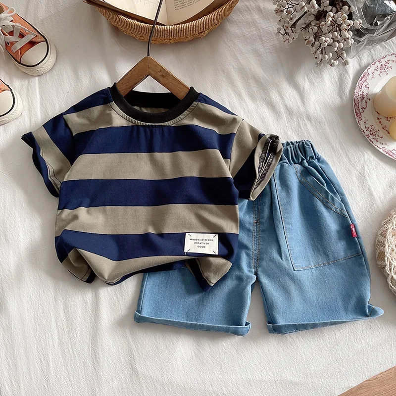 

New Summer Baby Clothes Suit Children Striped Short Sleeved T-Shirt Shorts 2Pcs/Sets Kids Boys Clothing Infant Casual Costume