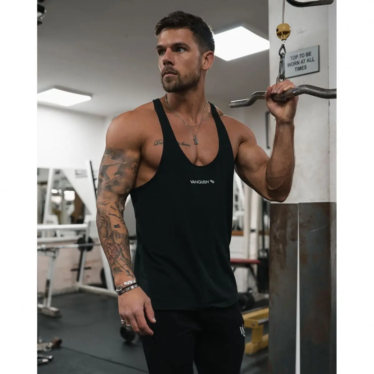 

I-shaped Fitness Vest Men's Perspiration Breathable Sleeveless T-shirt Training Shirt Best-selling Style Top 100% Cotton