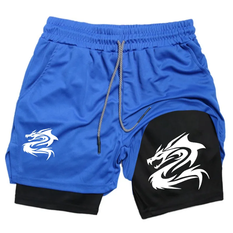 

Мужские спортивные шорты 2-в-1 для тренировок и фитнеса с карманом для телефона, дышащие, быстросохнущие, для бега и джоггинга