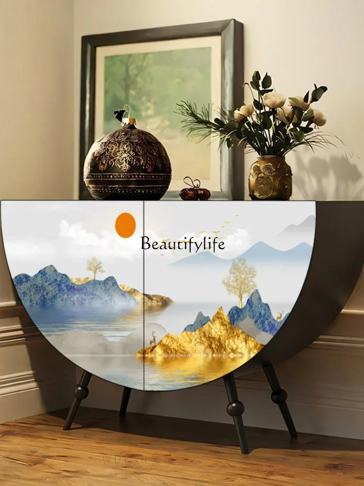 

GG8Antique Style Entry Door Solid Wood Entrance Cabinet Aisle Storage Side Curio Cabinet