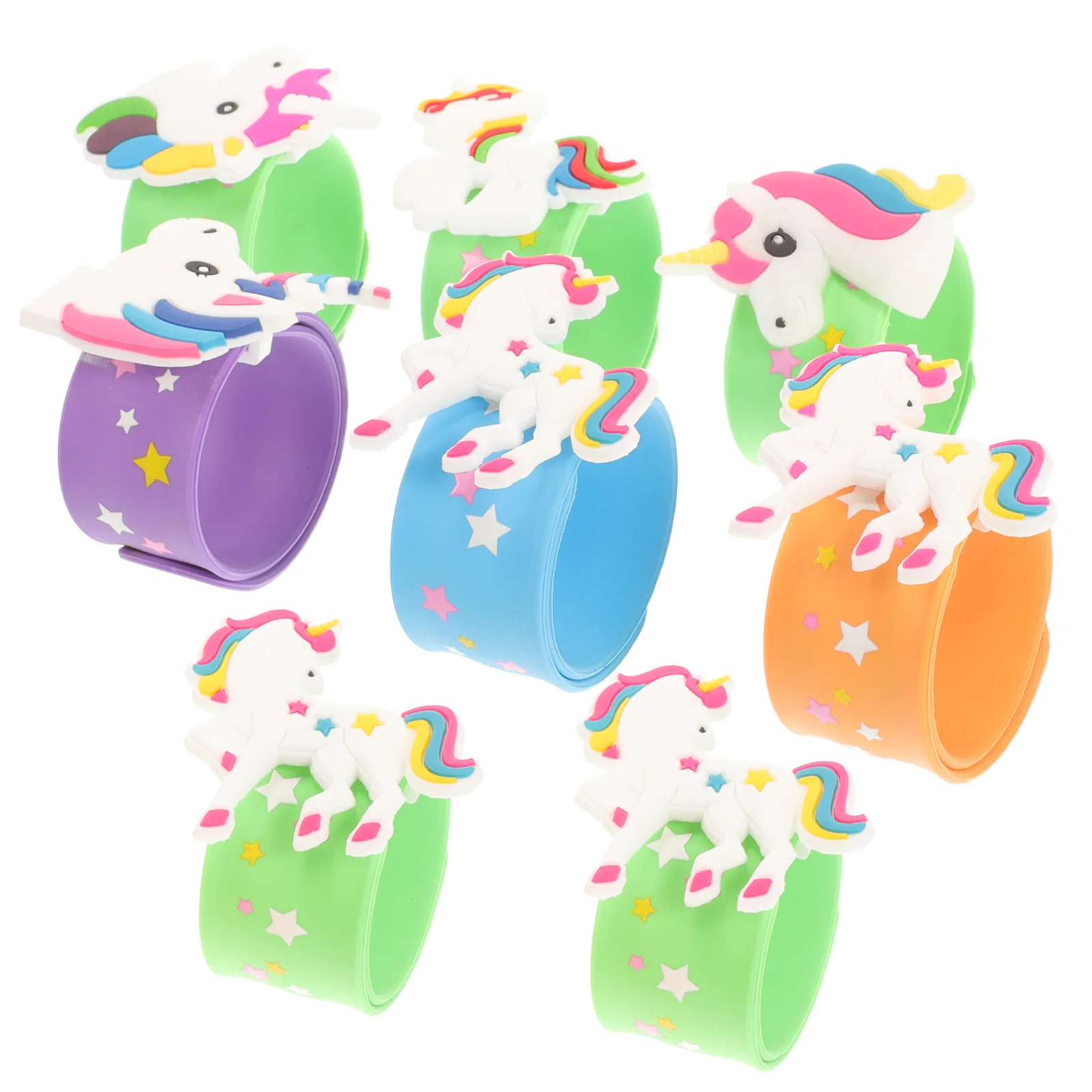 

8 Pcs Silicone Slap Bracelet Rosy Bracelets Party Pink Favor Unicorn Wristband for Kids