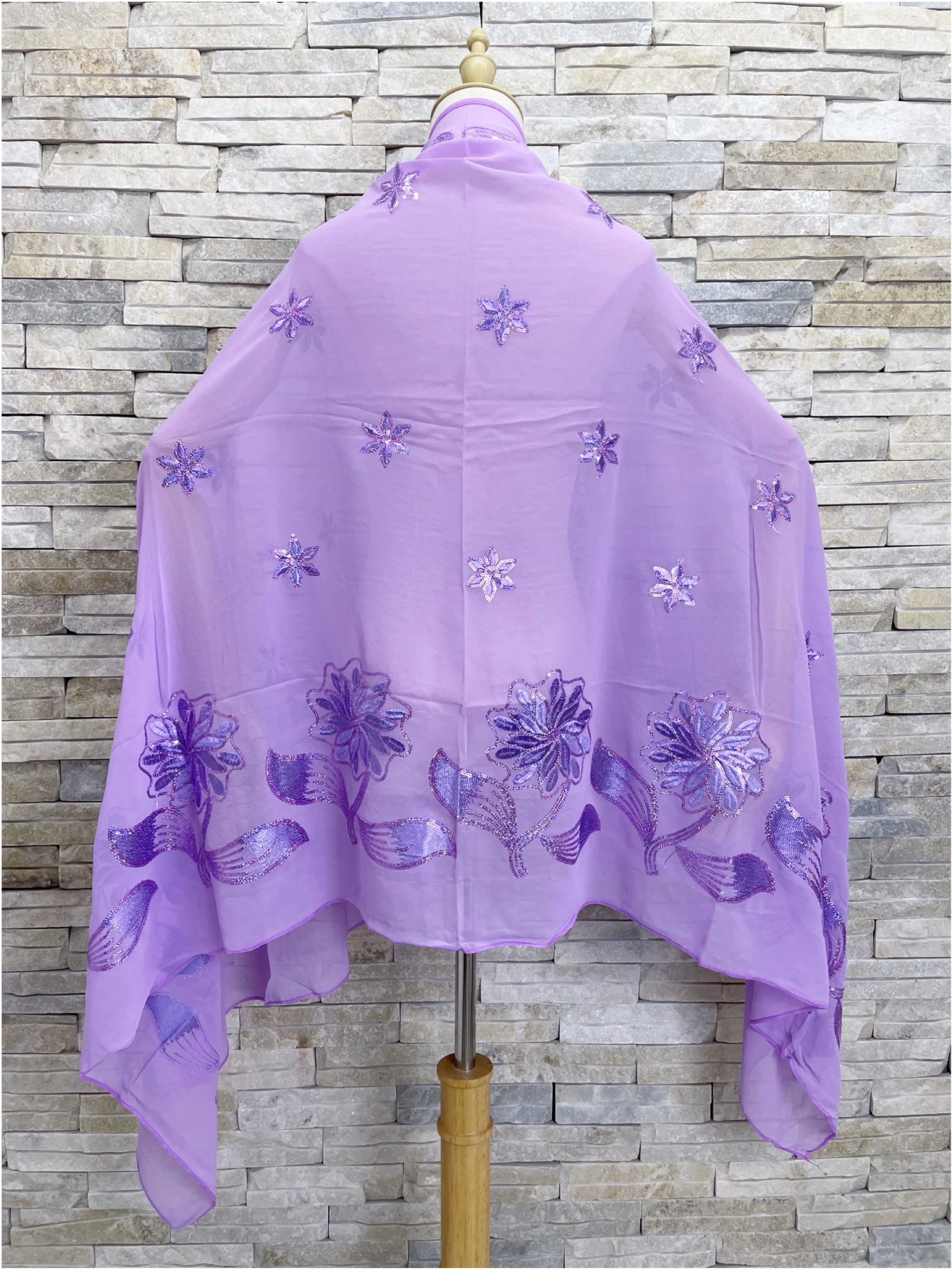 2023 New Dubai Spring Scarf For Muslim Women African Chiffon Sequins Embroidery Hijab Islam Pashmina Turban Fashion Headscarf