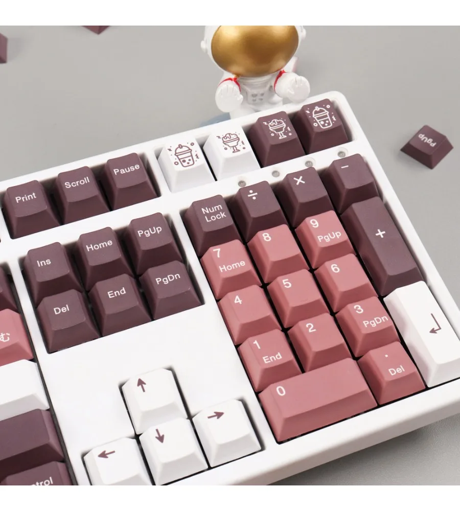 Original height PBT sublimation large full set of mechanical keyboard cap 64/87 smoothie keycap pink