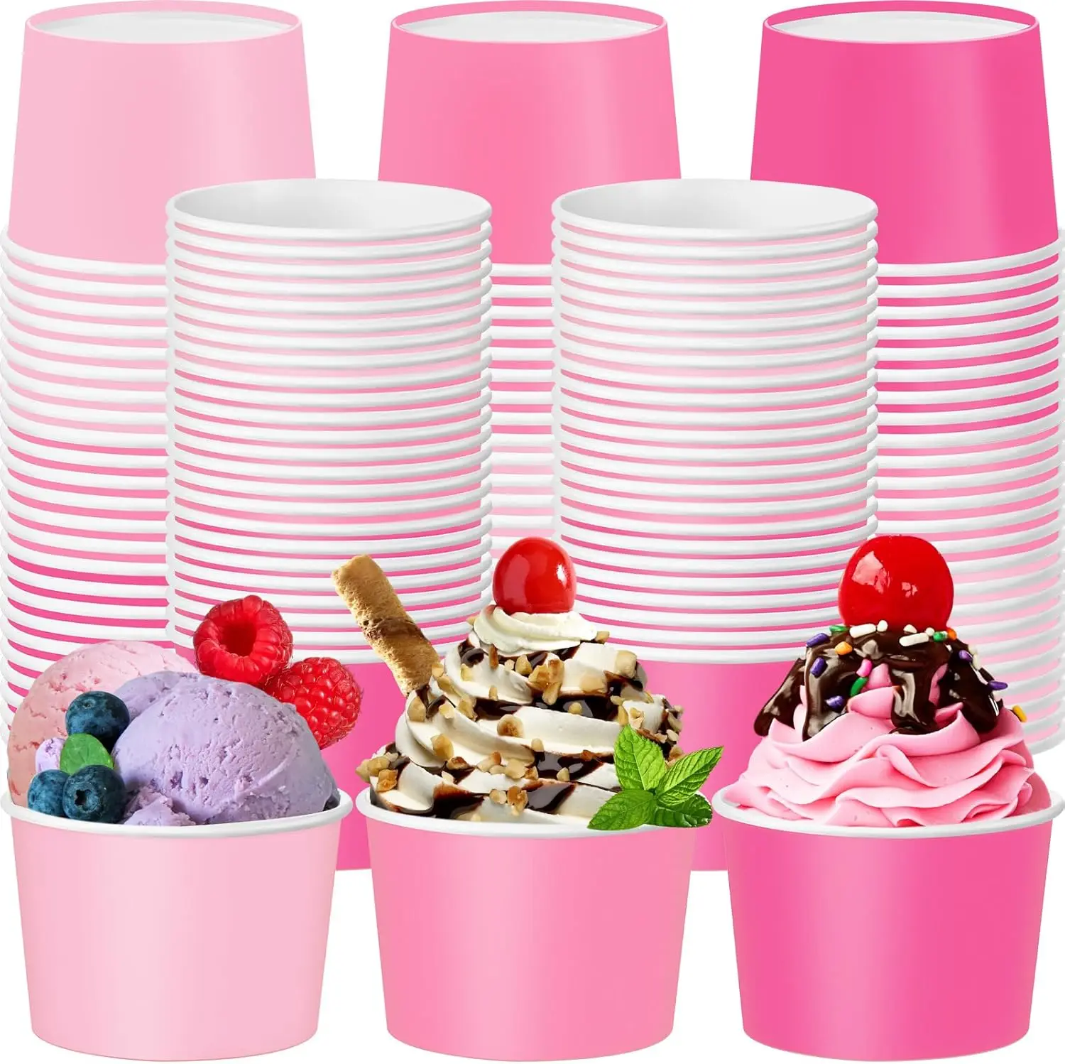 

Paper Ice Cream Cups 9oz Colored Disposable Dessert Bowls for Hot or Cold Food Party Cups for Birthday Baby Shower Easte