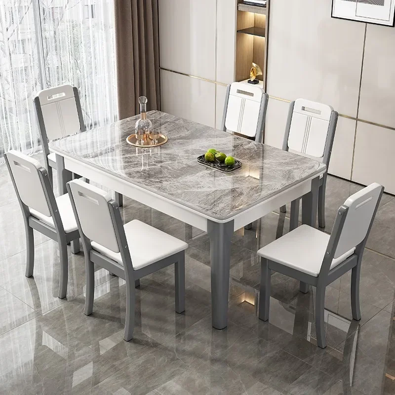

Rectangular Light Luxury Dining Table Household High Family Individual Dining Table European Italian Mesas De Jantar Furniture