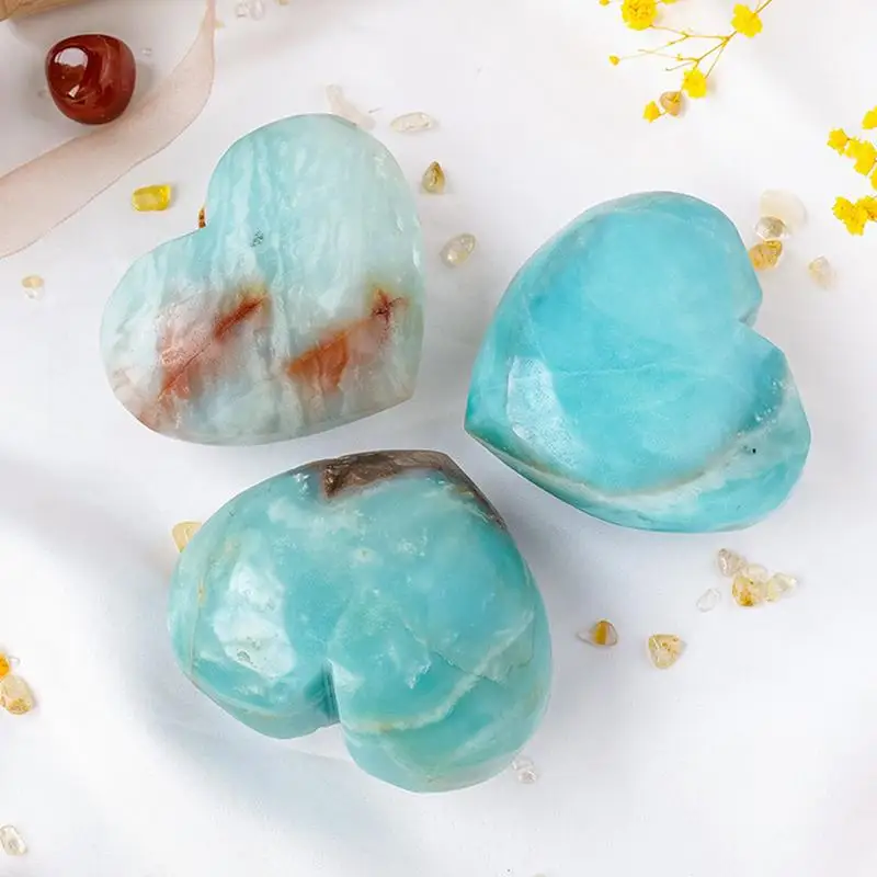 Amazonite Heart Stone Positive Energy Love Stones Stylish Crystal Romantic Heart Love Stones Polished Positive Love Stones For