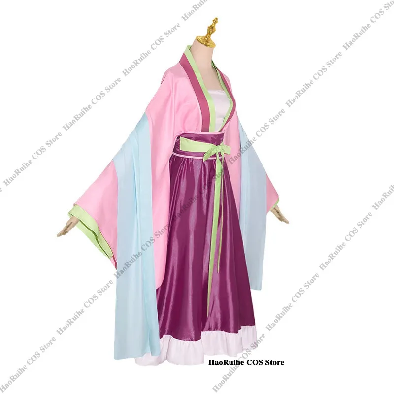 IN VOORRAAD Maomao Cosplay Kostuum Pruik Anime De Apotheker Diaries Roze Jurk Halloween Party voor Vrouwen