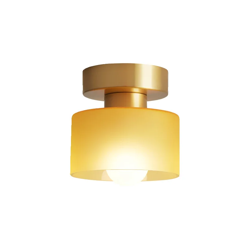 Medieval  All Copper Aisle Lights Corridor Ceiling Lamp Foyer Porch Balcony Stained Entrance Hall Glass Bedroom Ceiling Light