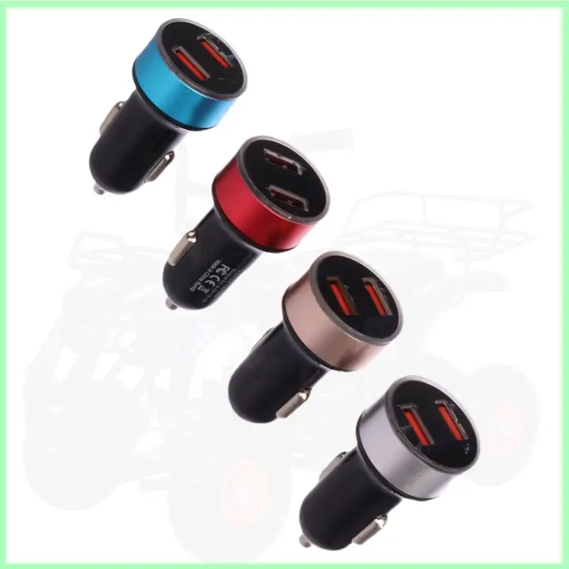 Universal 12V-24V Fast Dual USB Car Charger Adapter LED Display Cigarette Socket Lighter ABS Car Phone Charger