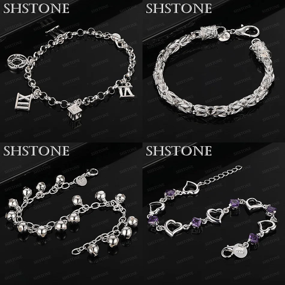 

Fashion Jewelry 925 Sterling Silver Bell Heart Roman Numeral Keel Bracelet Ladies Anniversary Party Beautiful Gift Accessories