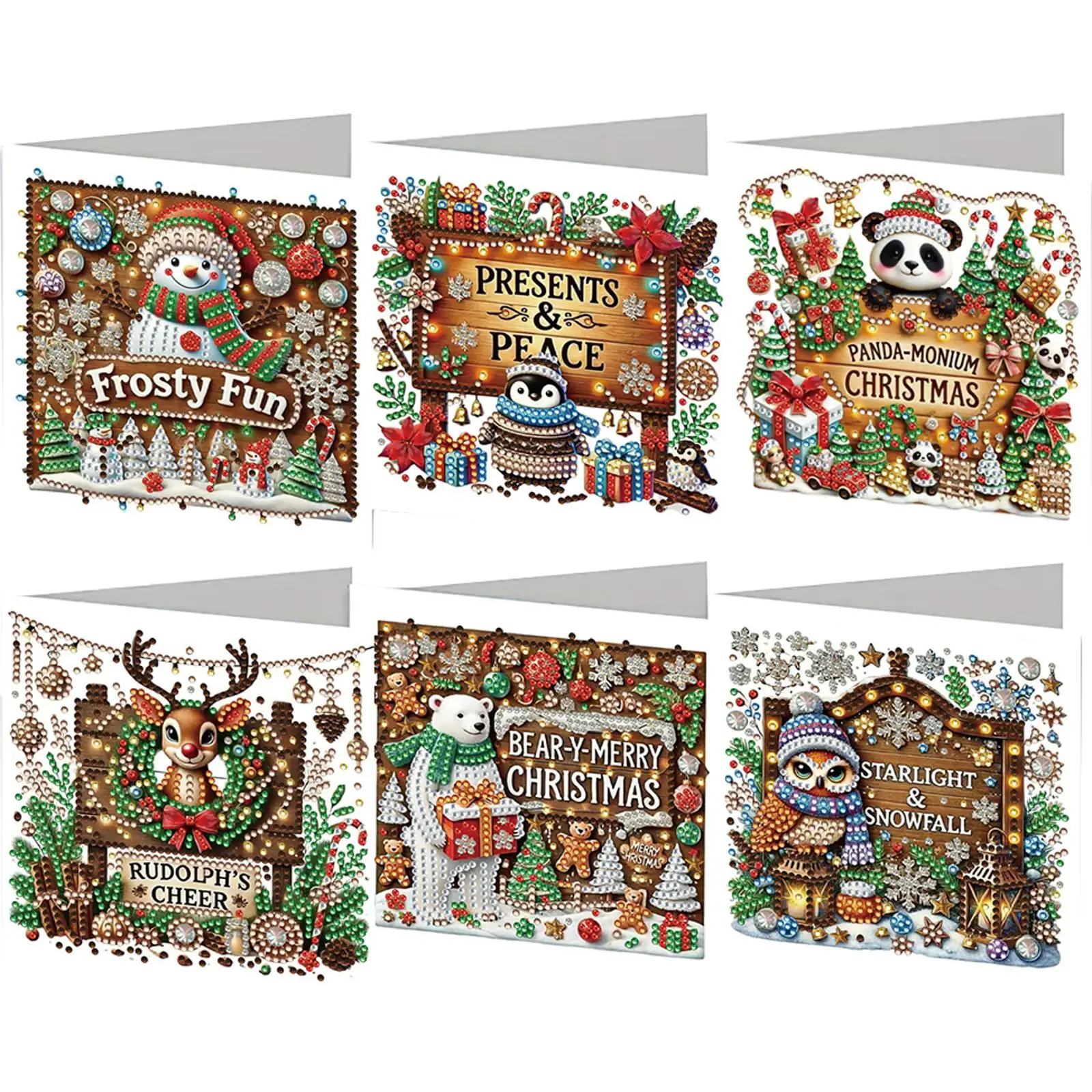

6PCS DIY Diamond Art Christmas Greeting Cards Xmas Design Diamond Art Cards