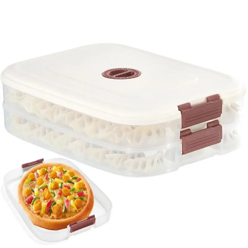 

Freezing Storage Box Refrigerator Frozen Dumpling Multi-layer Wonton Box Snack Container with Lid Non-Slip Bottom for kitchen