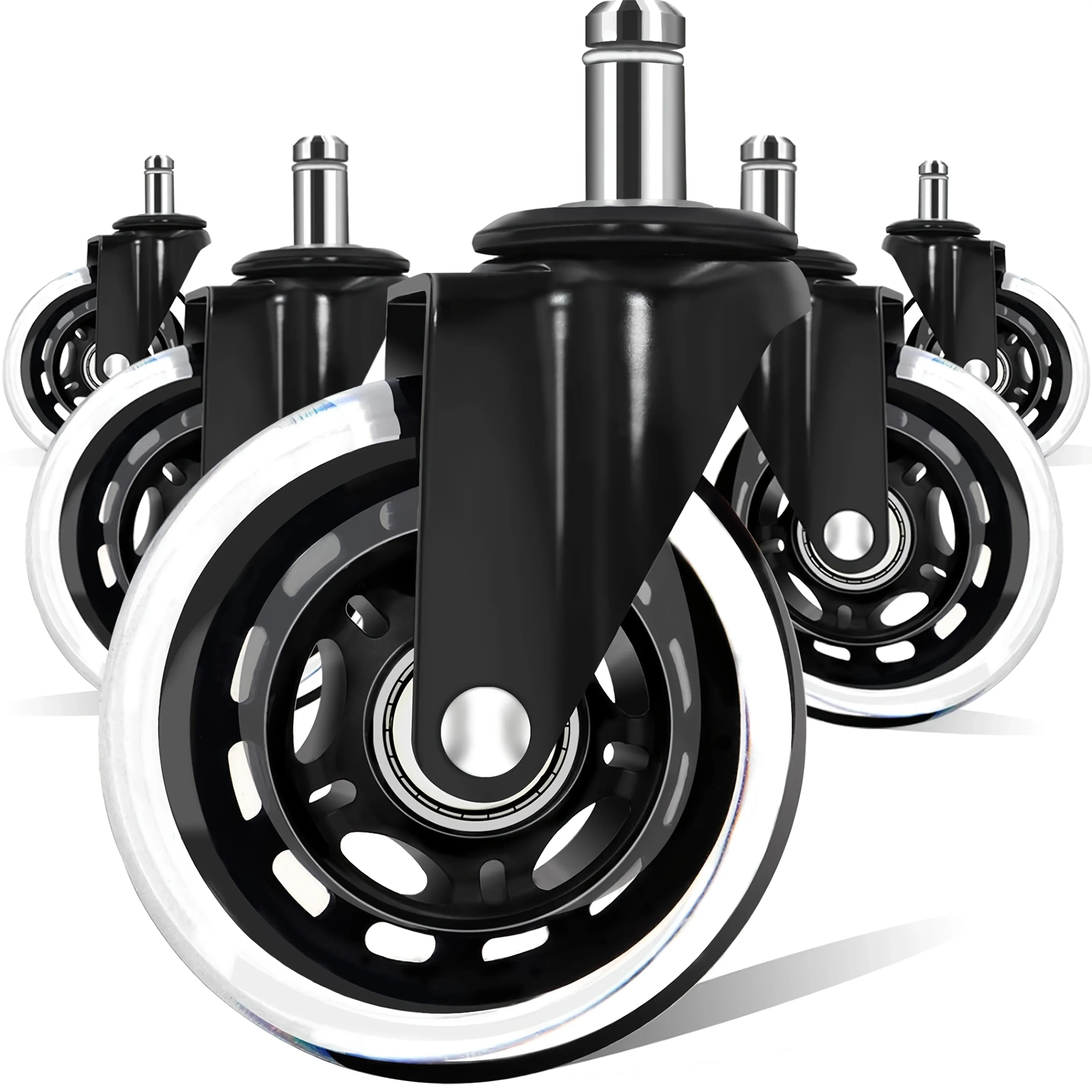5pcs Universal Furniture Casters Wheels 3 Inch Rubber 360 Degree Rotatable Safe Rollers Quiet Rolling Office Chair Caster Wheels