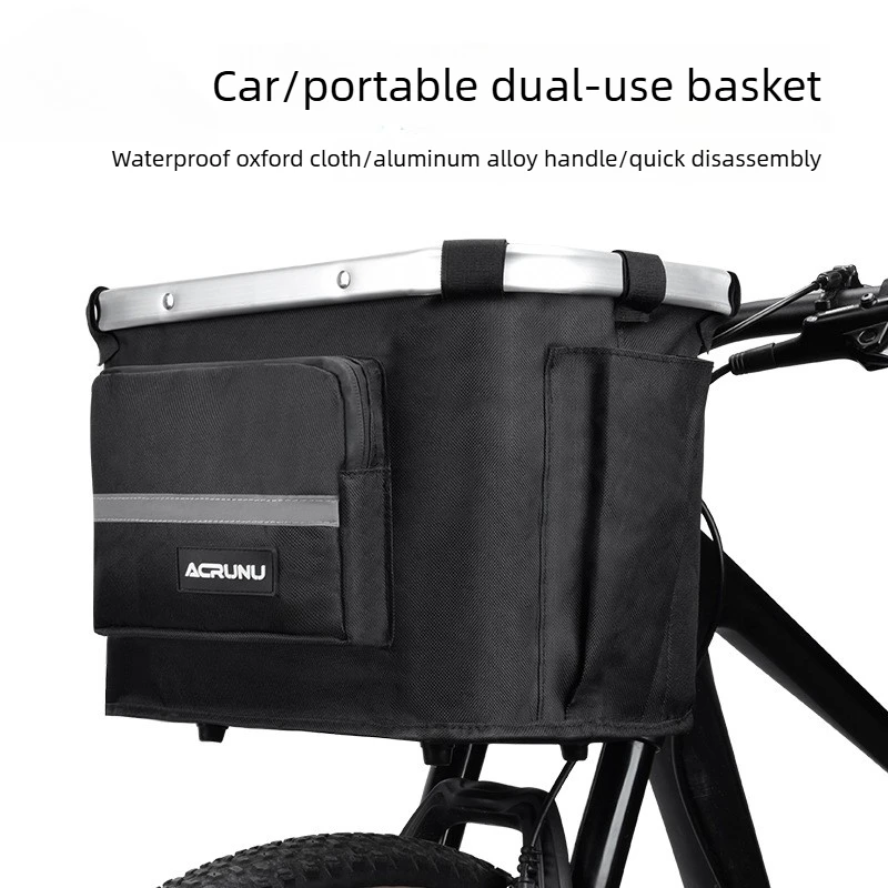 Foldable Bike Basket Hand Shopping Crate for Scooter Electric Bicycle Front Rack Scratch Proof Durable Rainproof Quick Release