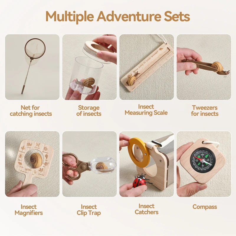 أداة إكسبلورر خارجية للأطفال ألعاب تعليمية مونتيسوري صندوق مراقبة نباتات الحشرات مجموعة هدايا الماسك المرتبط