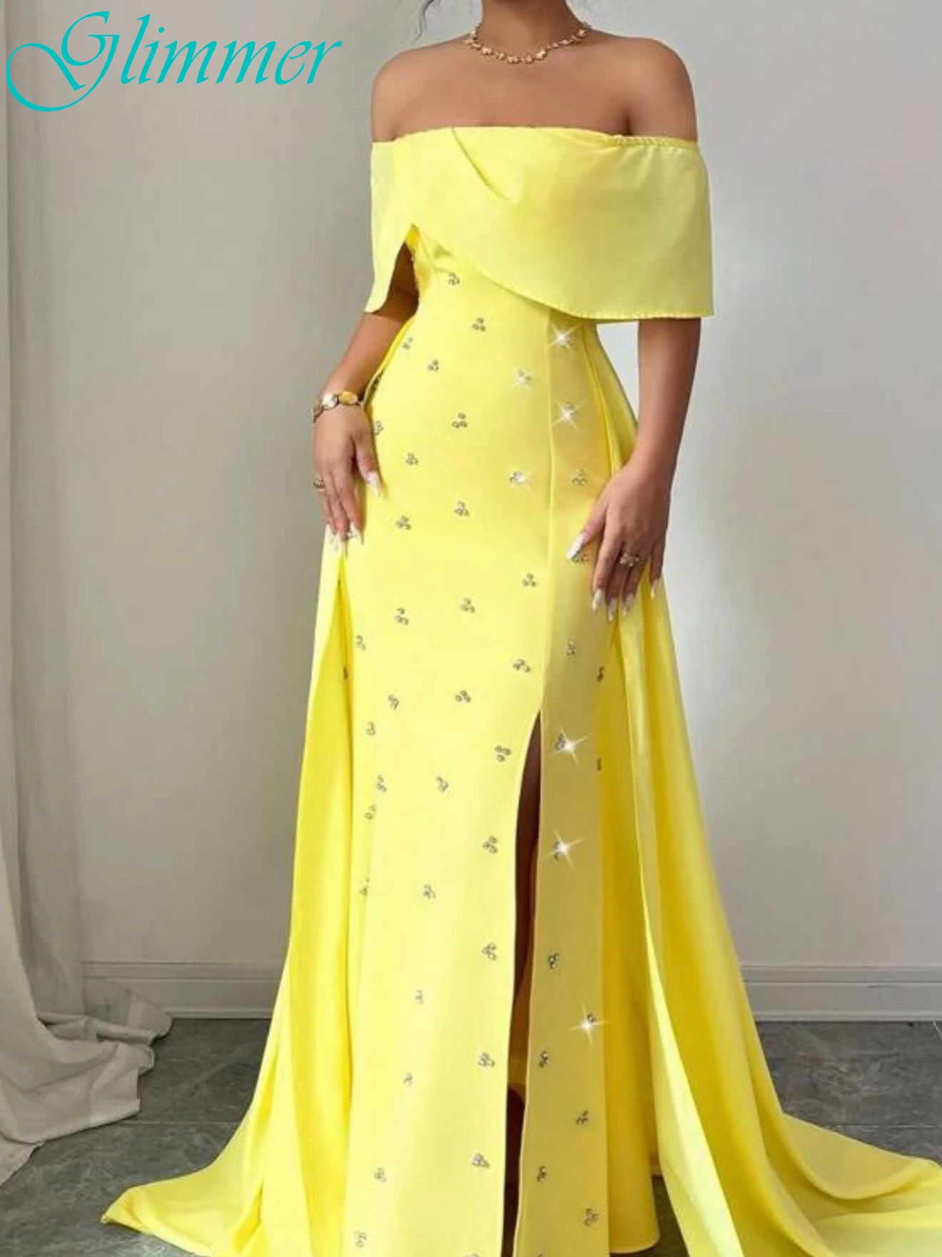 Sukienka wieczorowa z prostym dekoltem w łódkę, elegancka, podkreślająca temperament, wysokiej jakości, w stylu gwiazd, klasyczna, delikatna sukienka na przyjęcie.