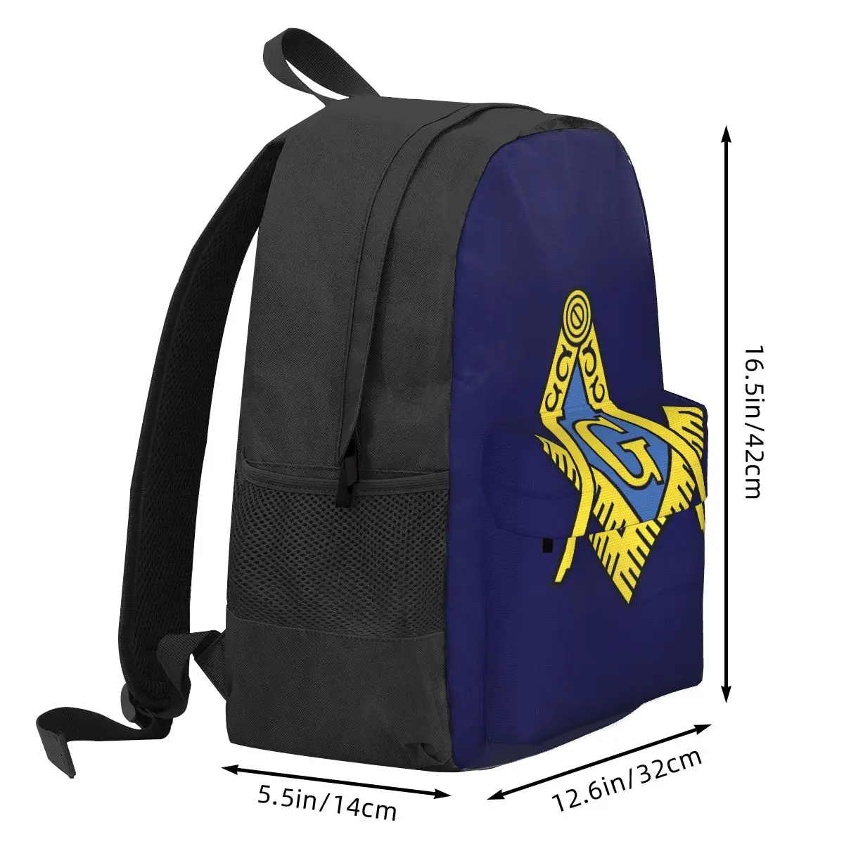 Freemason Pattern Classic Square & Compass Masonic Backpack Student BookBag Children School Bag Computer