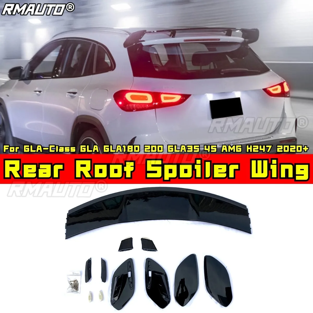

For Mercedes Benz GLA-Class GLA GLA180 200 GLA35 45 AMG H247 2020+ Body Kit Rear Roof Spoiler Rear Wing Car Accessories