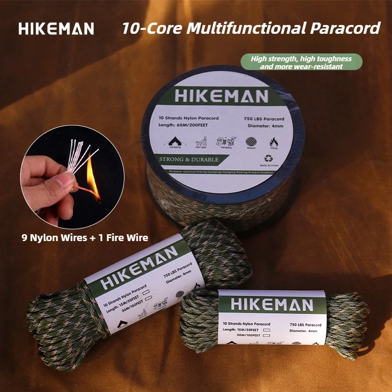 

Кемпинговая веревка 750, паракорд, 15 м, 30,5 м, светоотражающие военные аксессуары для выживания и пешего туризма, многофункциональное плетеное уличное снаряжение