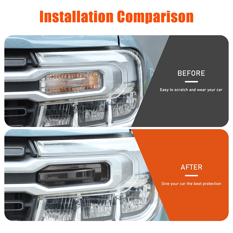 

For Ford Maverick 2022-2025 ABS Black Car Front Double Flash Signal Light Protective Cover Decorative Accessories