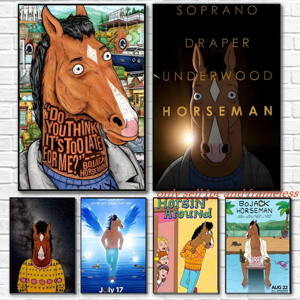 Cartoon B-BoJack Horseman Poster Art painting with prints Home bedroom bar Outdoor places living room decoration gift
