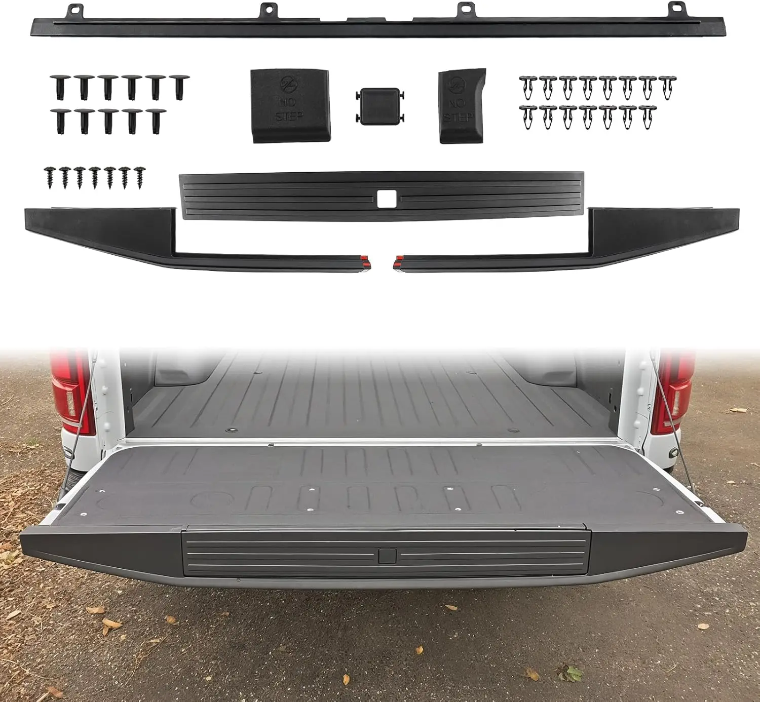 6PCS Tailgate Molding Trim Set Fit for Ford F150 2015-2020 Flexible Flex Step Protector Cap Top Trim Replace #FL3Z9940602B