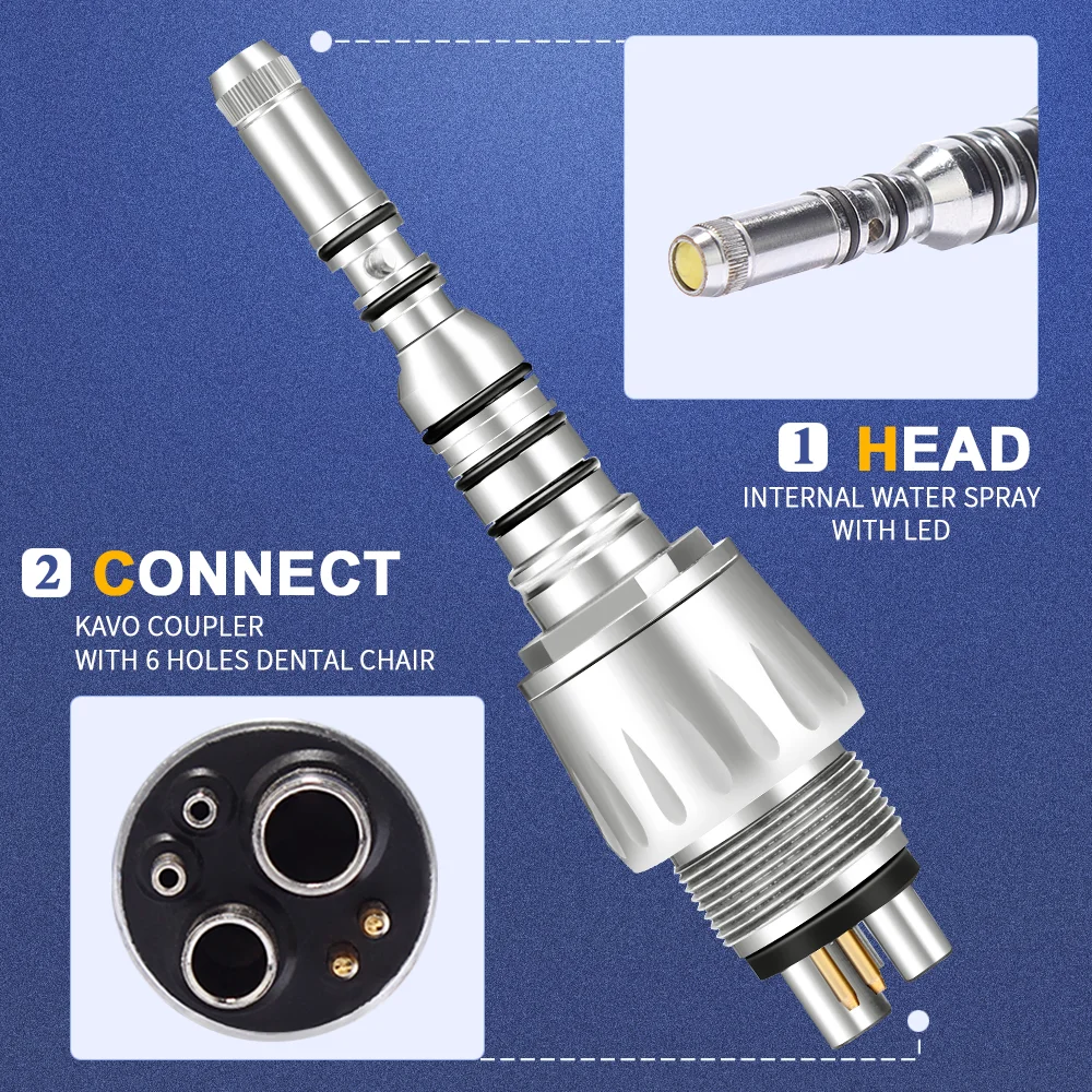 Dental Accessories High Speed Handpiece LED Coupler Connect With  B2 M4 M6 Hole Dentist Units  Air Compressor