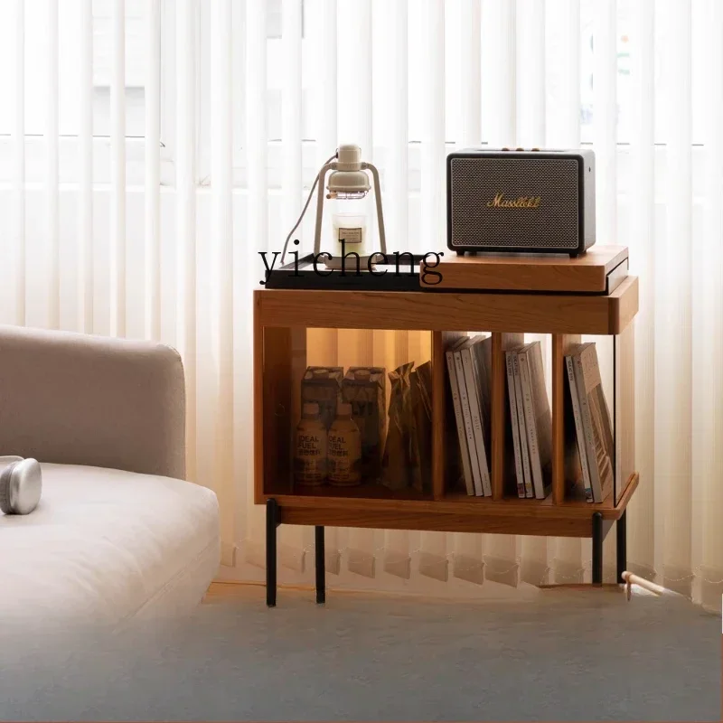 l2 Magazine Cabinet Cherry Short Cabinet Sofa Solid Wood Books and Newspapers Home Accessories