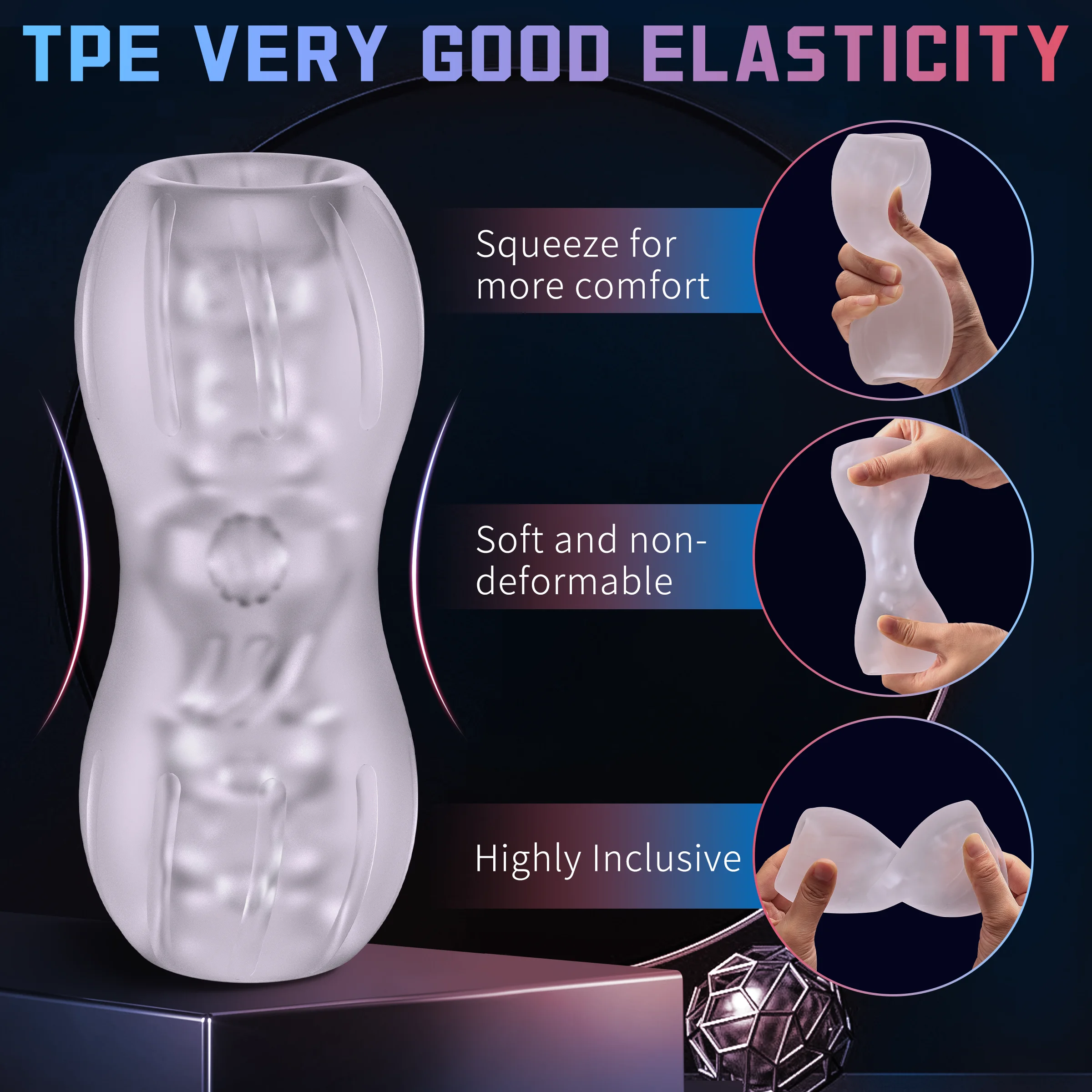 Hand Held Transparent Masturbator Realistic Vagina Blowjobs Deep Throat Stimulator For Men  Dick Glans Trainer Massager Sex Toys